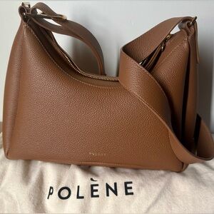 POLENE UMI shoulder, cross body bag in textured camel 💯 authentic